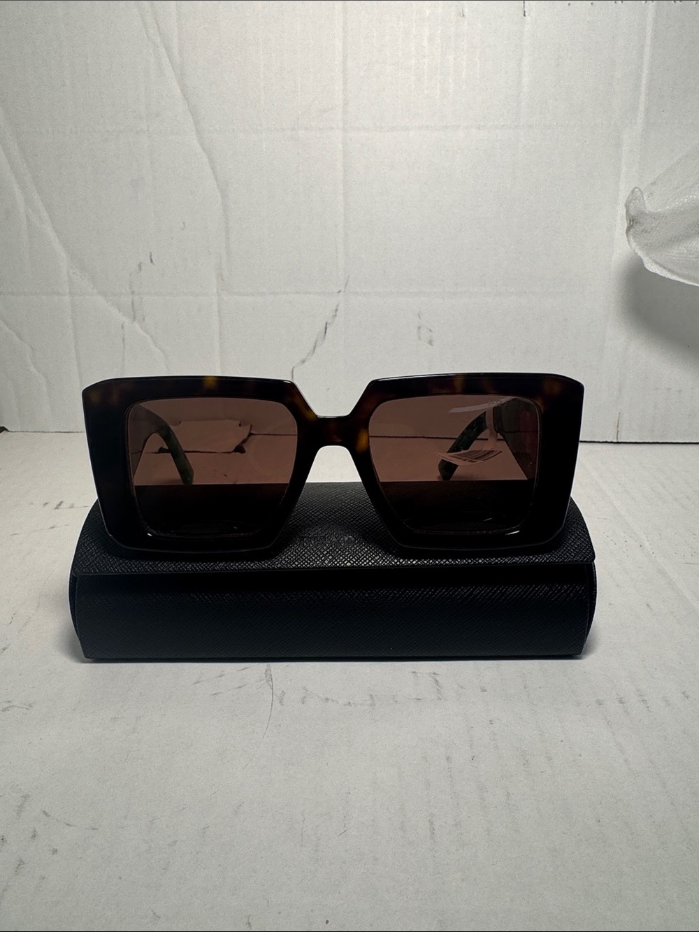 Prada Tortoiseshell Oversized Square Sunglasses with Brown Lenses